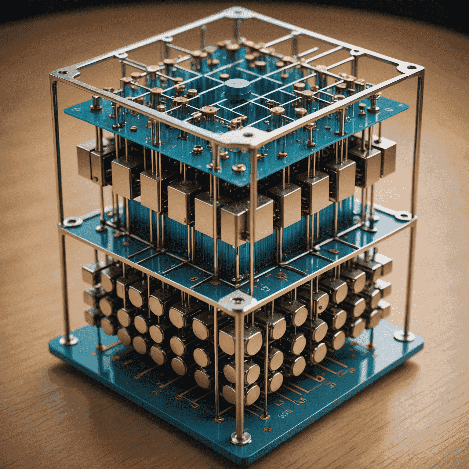 A visual representation of qubit optimization, showing multiple qubits being fine-tuned and aligned for maximum efficiency in quantum computations