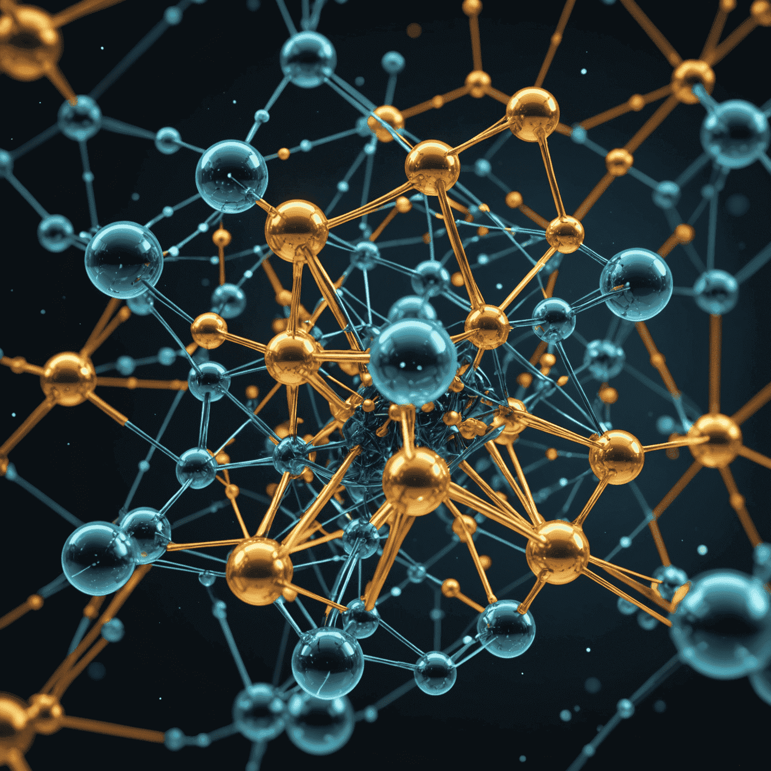 A visualization of a quantum simulation showing complex molecular structures and particle interactions