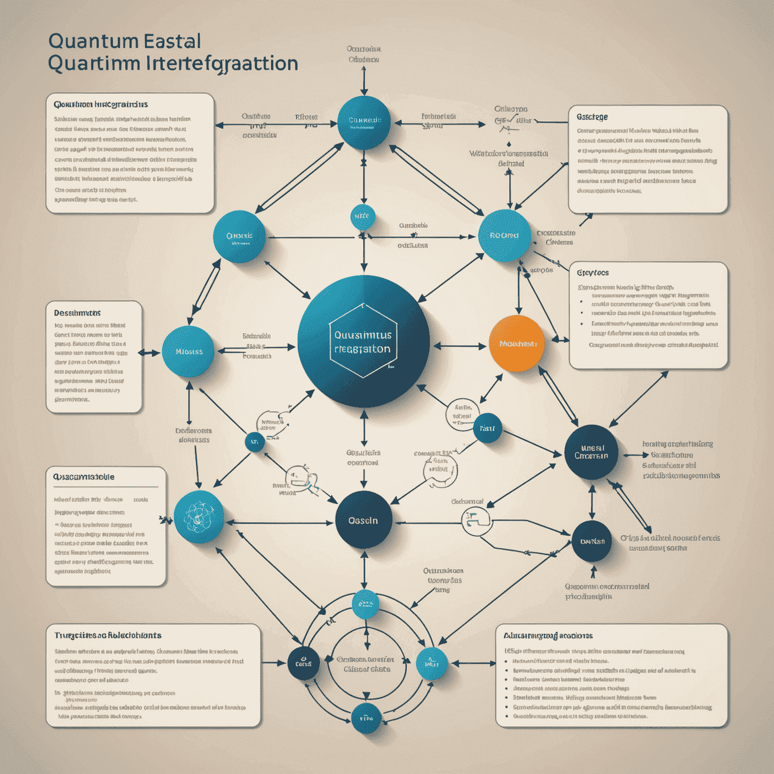 A diagram illustrating the step-by-step process of quantum-classical integration. The image shows a flowchart with interconnected nodes representing quantum and classical components, with arrows indicating data flow and processing stages.